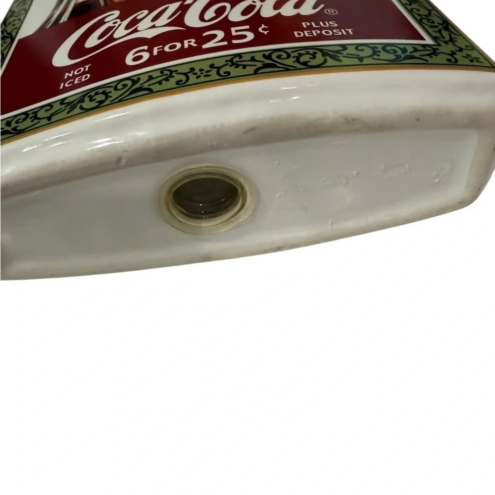 Coca Cola Ceramic 4 Brush Toothbrush Holder with Embossed Sides Collectible